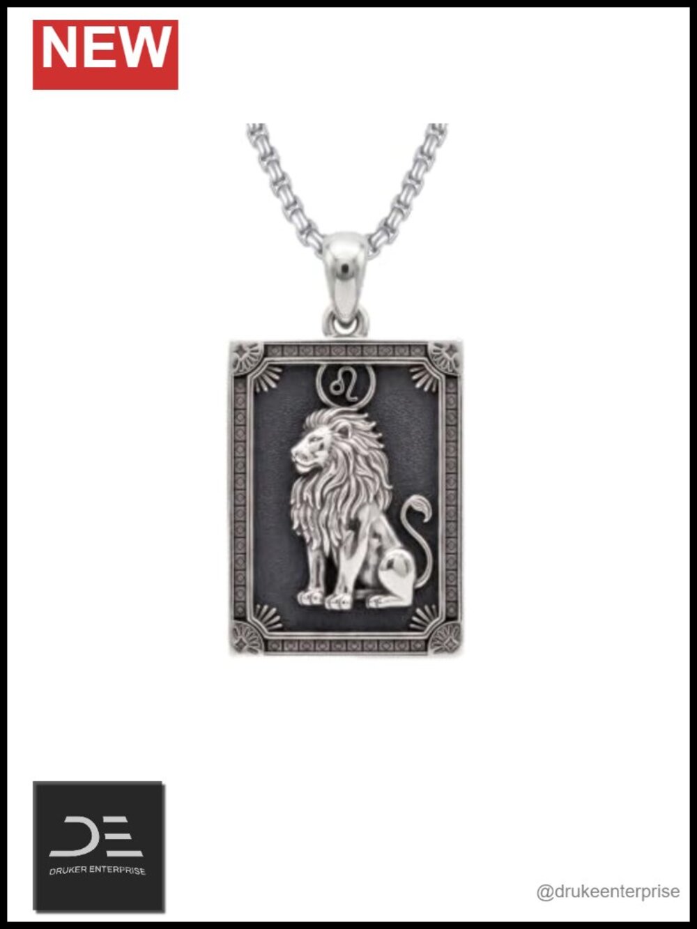 925 Sterling Silver Zodiac Pendant Necklace Lion Horoscope Astrology